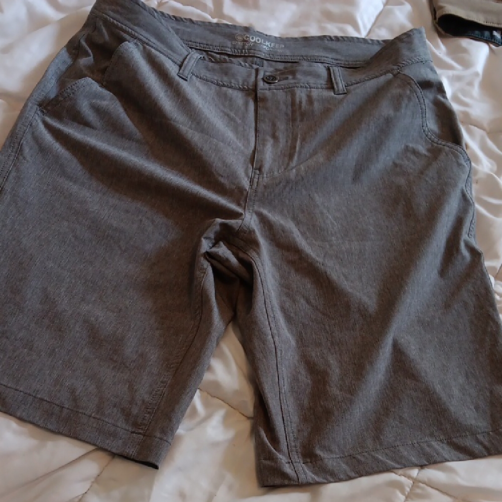 Coolkeep Stretch Performance  Gray Flat‎ Front Shorts Lightweight Sz 30